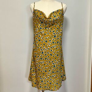 Wishlist Apparel Yellow and Blue Cheetah Print Womens Spaghetti Strap Mini Dress